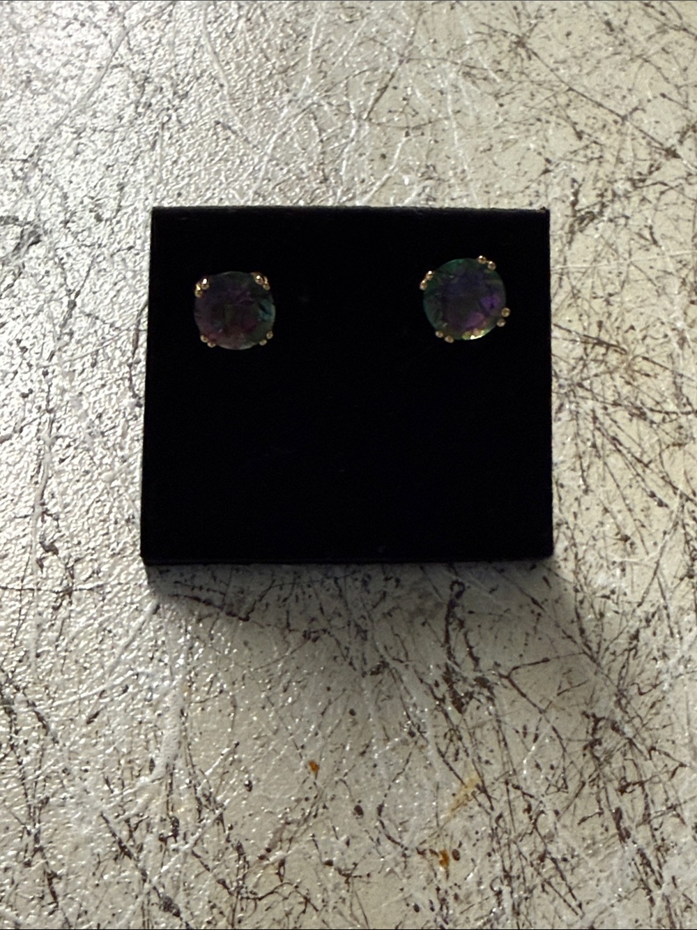 Macy's Iridescent Purple-Green Crystal Stud Earrings - Gold